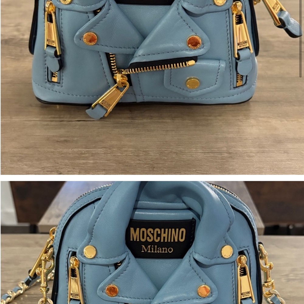 Moschino Blue Mini Biker Jacket Bag - Picture 8 of 11